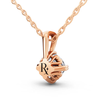Rose Gold Cushion Lab Grown Diamond Decorative Prong Pendant, view 4