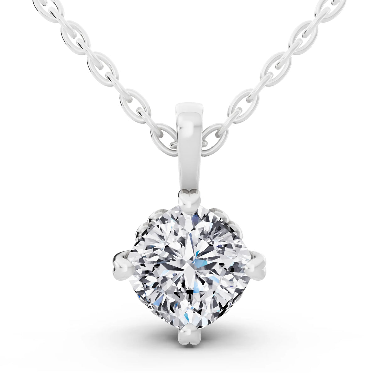 Cushion Lab Grown Diamond Decorative Prong Pendant