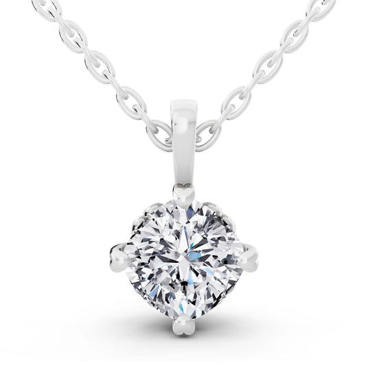 Cushion Lab Grown Diamond Decorative Prong Pendant