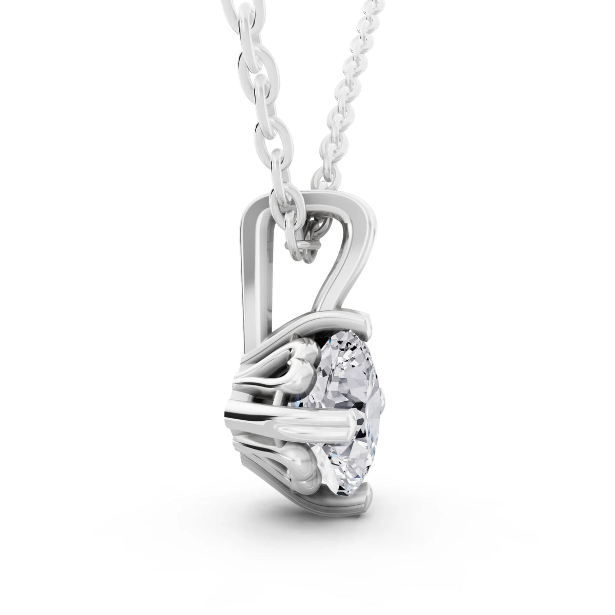 Cushion Lab Grown Diamond Decorative Prong Pendant, view 3