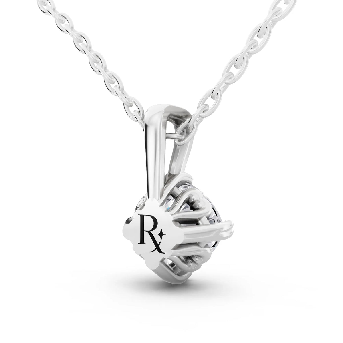 Cushion Lab Grown Diamond Decorative Prong Pendant, view 4