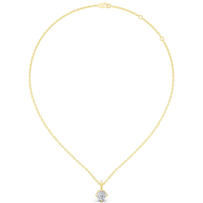Yellow Gold Cushion Lab Grown Diamond Decorative Prong Pendant, view 5
