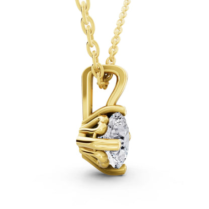Yellow Gold Cushion Lab Grown Diamond Decorative Prong Pendant, view 3