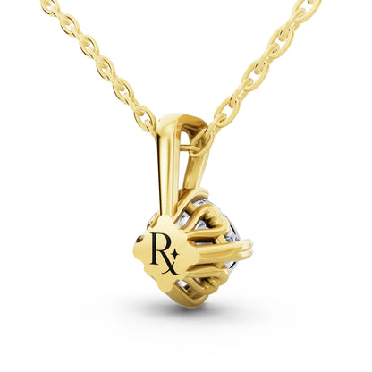 Yellow Gold Cushion Lab Grown Diamond Decorative Prong Pendant, view 4