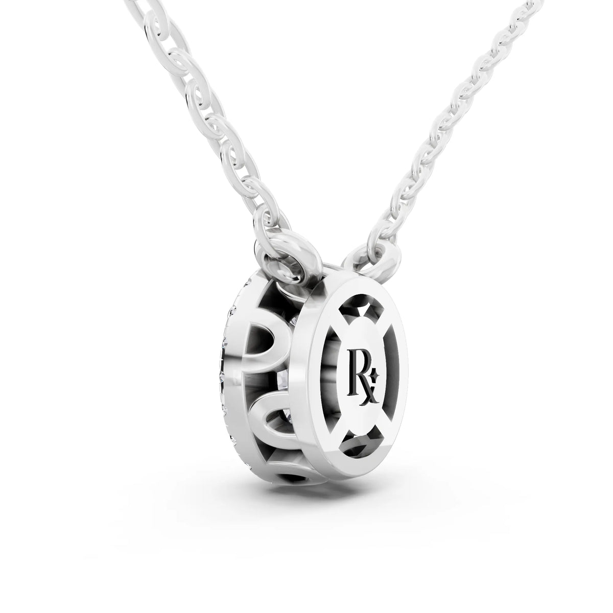 Oval Lab Grown Diamond Accent Halo Pendant, view 5
