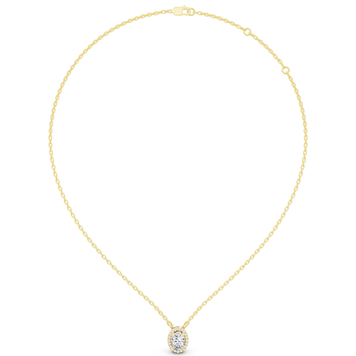 Oval Lab Grown Diamond Accent Halo Pendant, view 6
