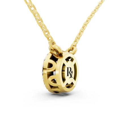 Yellow Gold Oval Lab Grown Diamond Accent Halo Pendant, view 5