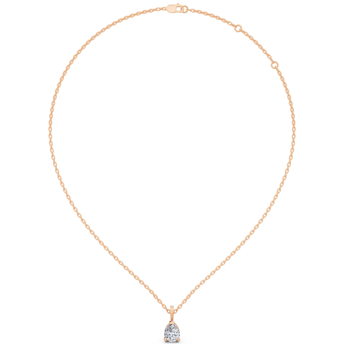 Rose Gold Pear Lab Grown Diamond Minimal Prong Pendant, view 4