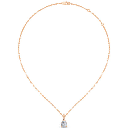 Rose Gold Pear Lab Grown Diamond Minimal Prong Pendant, view 4