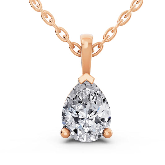 Rose Gold Pear Lab Grown Diamond Minimal Prong Pendant