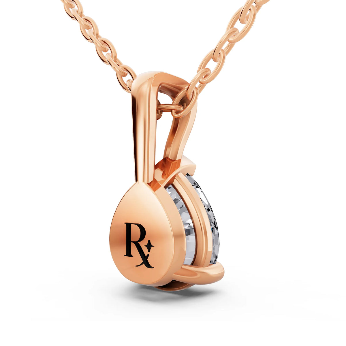 Rose Gold Pear Lab Grown Diamond Minimal Prong Pendant, view 3