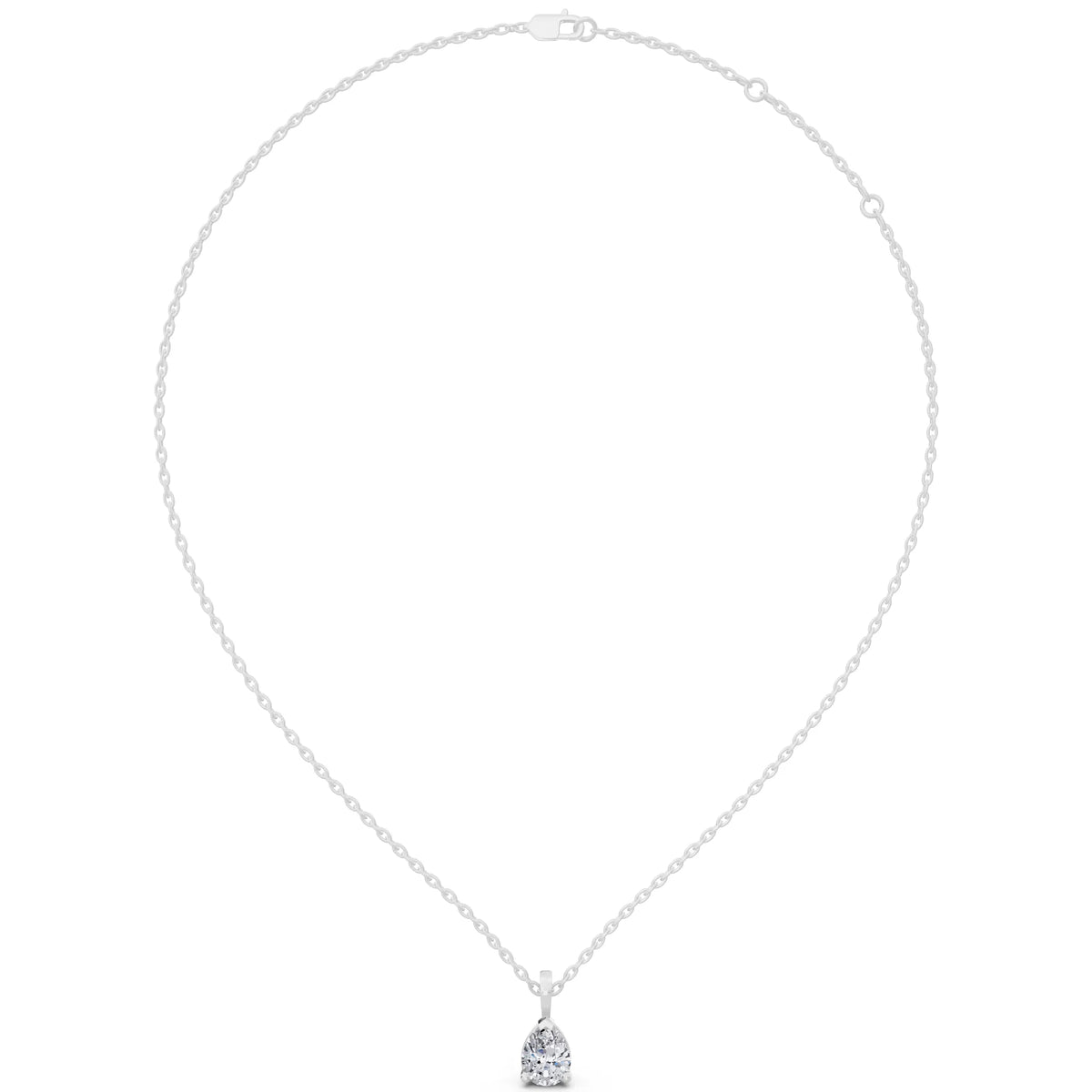 Pear Lab Grown Diamond Minimal Prong Pendant, view 4