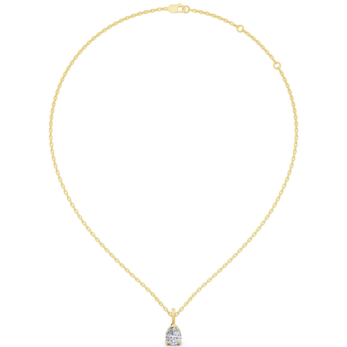 Yellow Gold Pear Lab Grown Diamond Minimal Prong Pendant, view 4