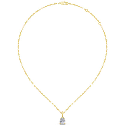 Yellow Gold Pear Lab Grown Diamond Minimal Prong Pendant, view 4