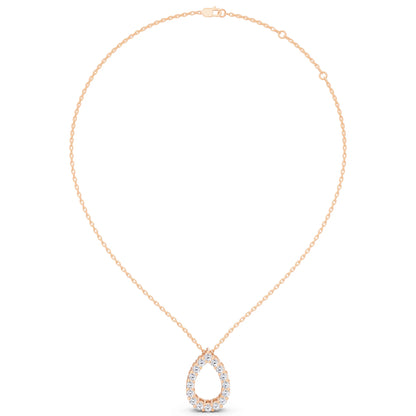 Rose Gold Open Pear Teardrop Lab Grown Diamond Pendant, view 6