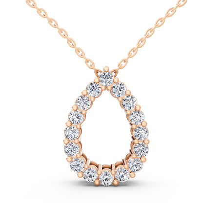 Rose Gold Open Pear Teardrop Lab Grown Diamond Pendant