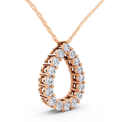 Rose Gold Open Pear Teardrop Lab Grown Diamond Pendant, view 4