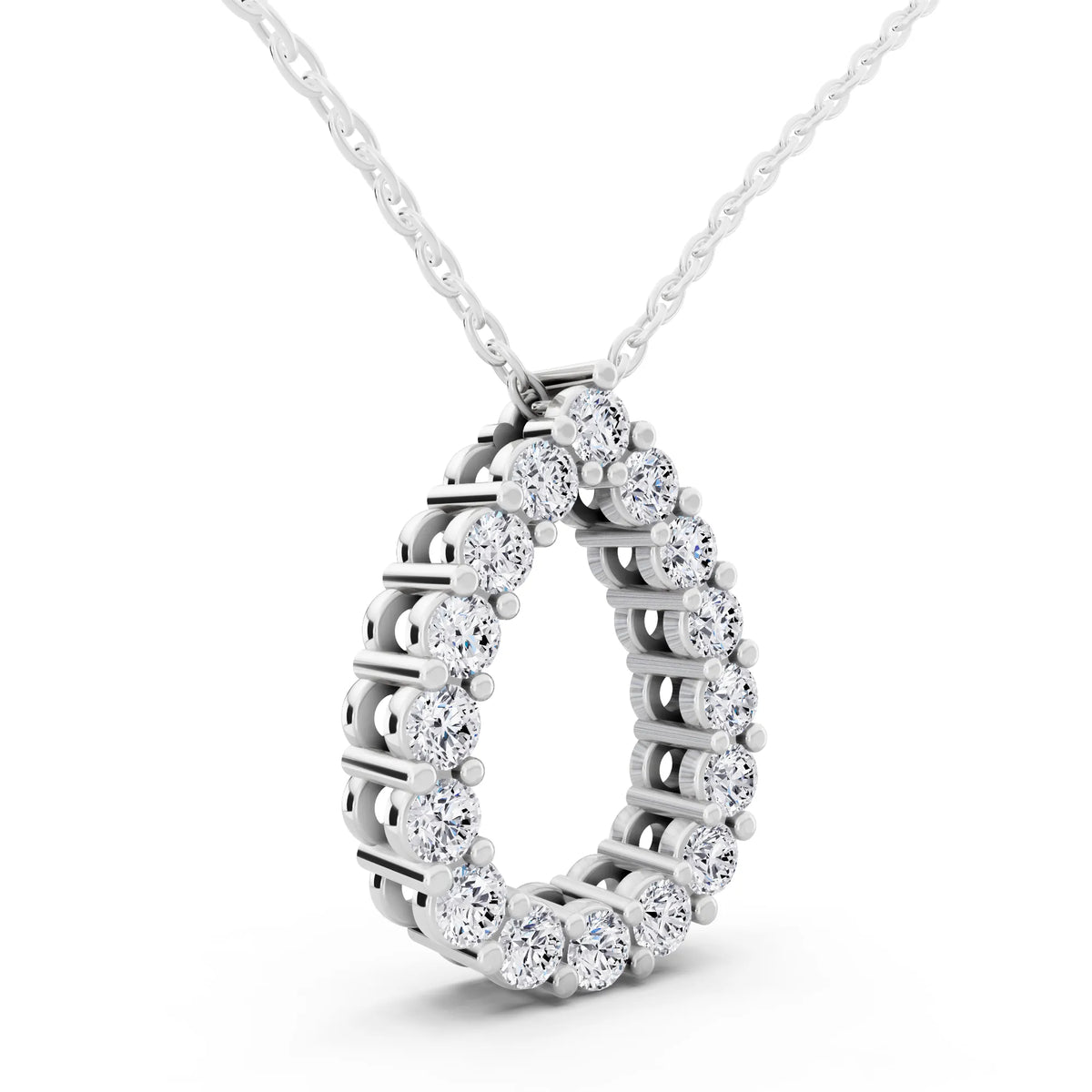 Open Pear Teardrop Lab Grown Diamond Pendant, view 4
