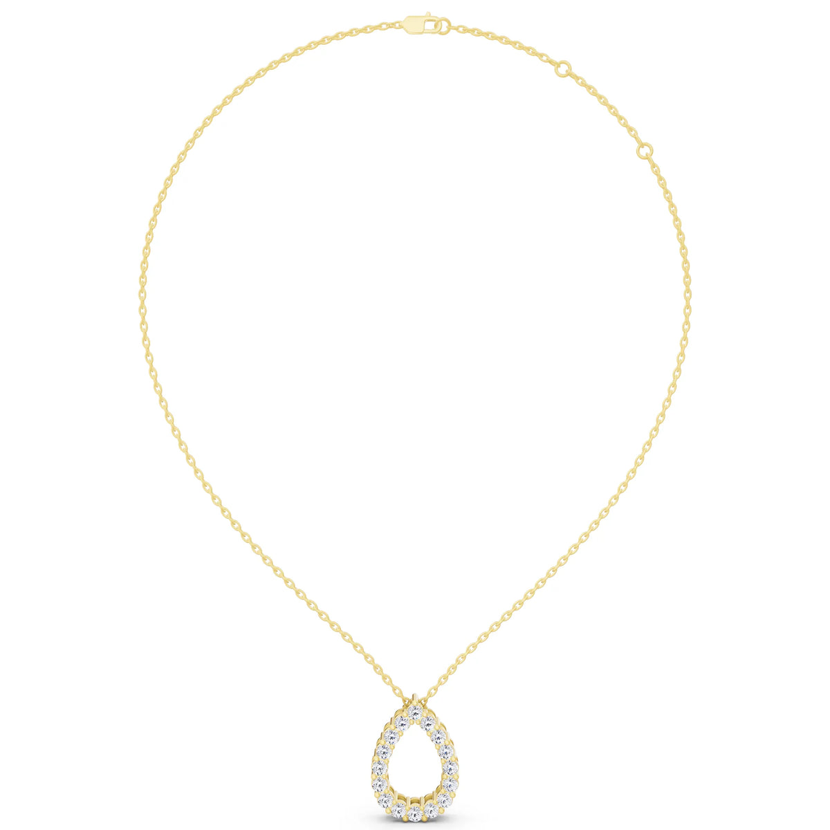 Yellow Gold Open Pear Teardrop Lab Grown Diamond Pendant, view 6