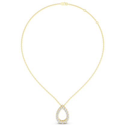 Yellow Gold Open Pear Teardrop Lab Grown Diamond Pendant, view 6