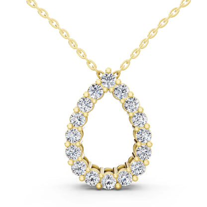 Yellow Gold Open Pear Teardrop Lab Grown Diamond Pendant