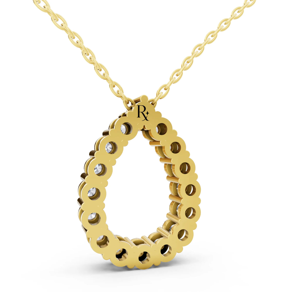 Yellow Gold Open Pear Teardrop Lab Grown Diamond Pendant, view 5
