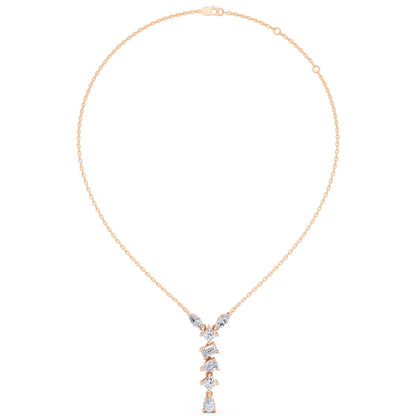 Rose Gold Mixed Shape Vertical Drop Lab Grown Diamond Pendant, view 5