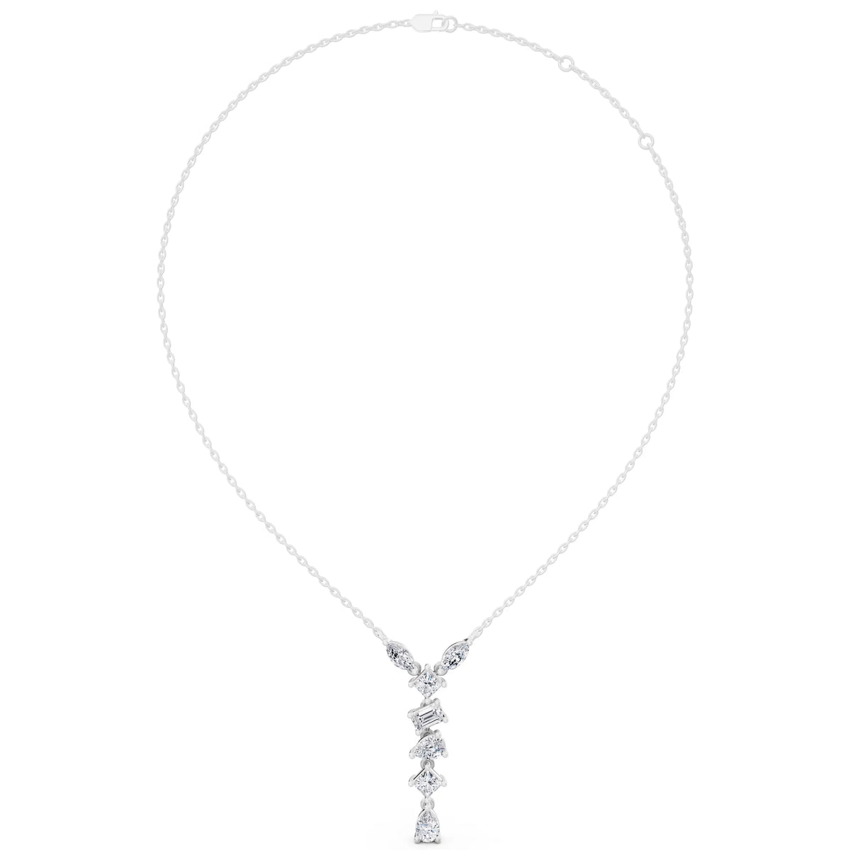 Mixed Shape Vertical Drop Lab Grown Diamond Pendant, view 5