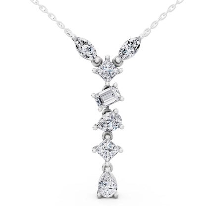 Mixed Shape Vertical Drop Lab Grown Diamond Pendant