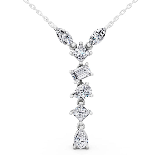 Mixed Shape Vertical Drop Lab Grown Diamond Pendant