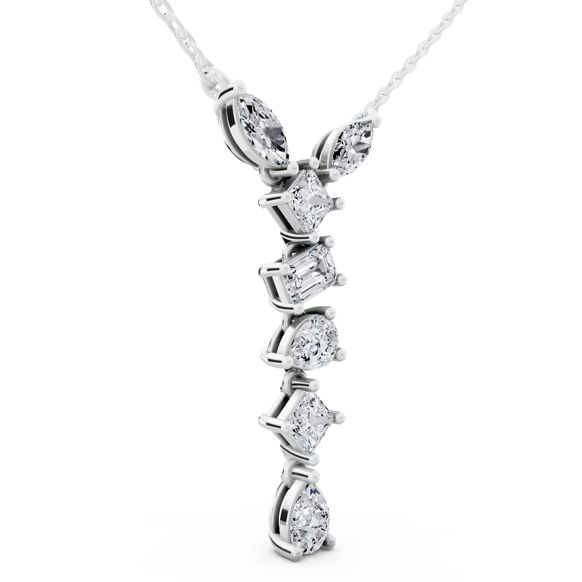 Mixed Shape Vertical Drop Lab Grown Diamond Pendant, view 3