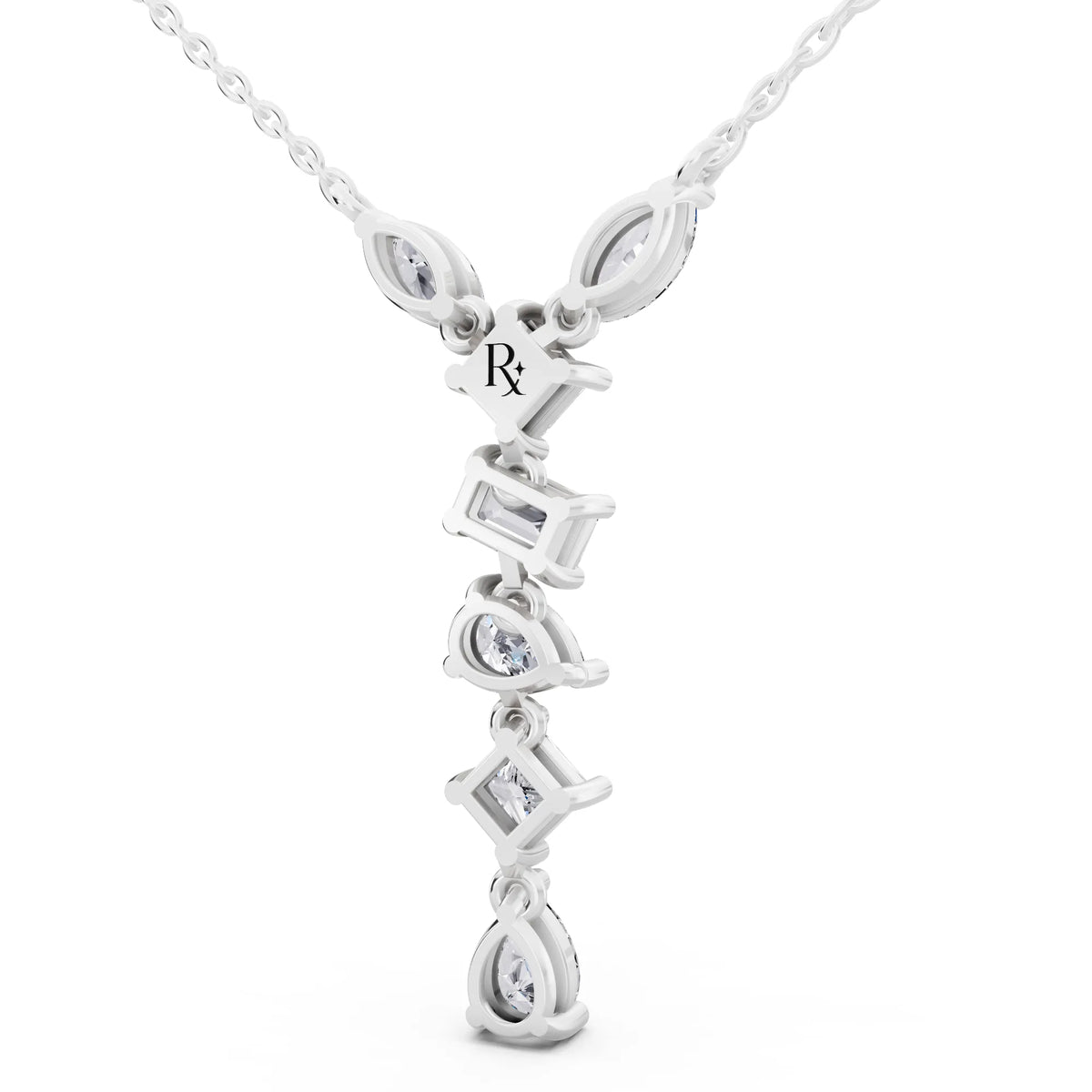 Mixed Shape Vertical Drop Lab Grown Diamond Pendant, view 4