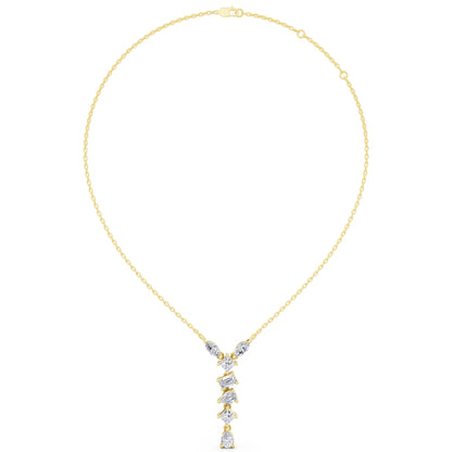 Yellow Gold Mixed Shape Vertical Drop Lab Grown Diamond Pendant, view 5
