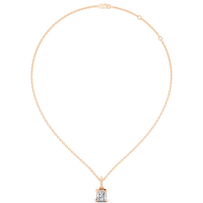 Rose Gold Cushion Lab Grown Diamond Accent Bail Pendant, view 4