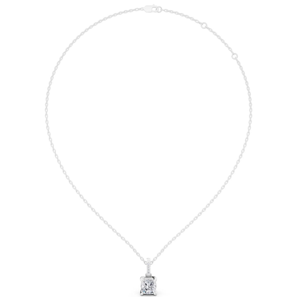 Cushion Lab Grown Diamond Accent Bail Pendant, view 4