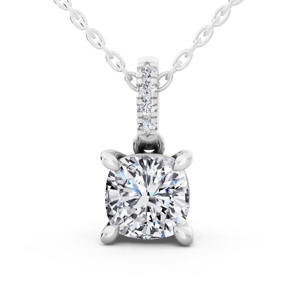 Cushion Lab Grown Diamond Accent Bail Pendant