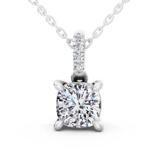Cushion Lab Grown Diamond Accent Bail Pendant