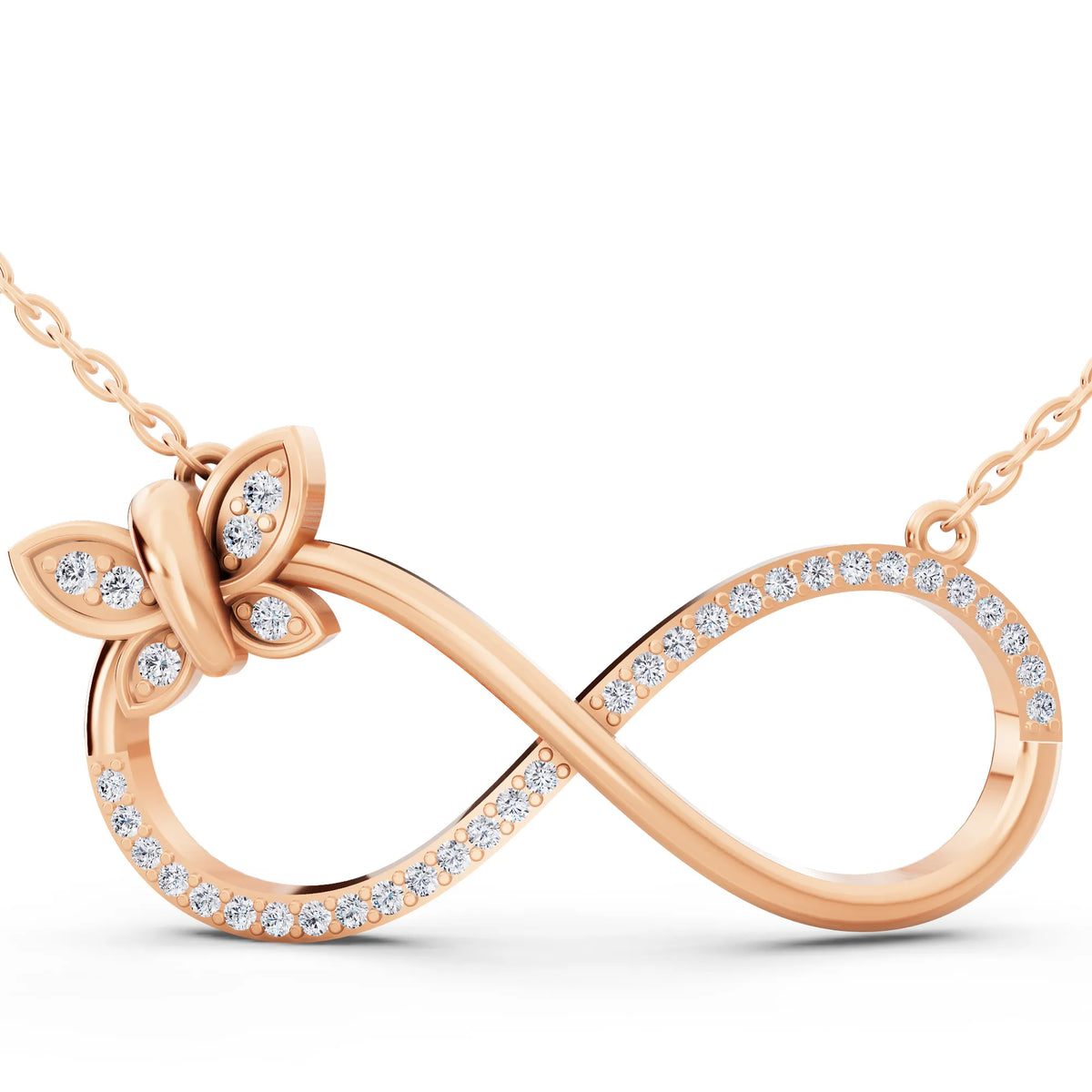 Rose Gold Infinity Butterfly Lab Grown Diamond Pendant