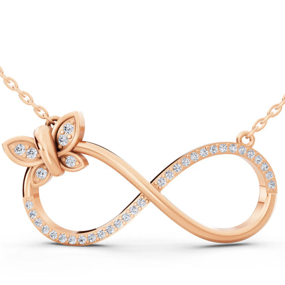 Rose Gold Infinity Butterfly Lab Grown Diamond Pendant