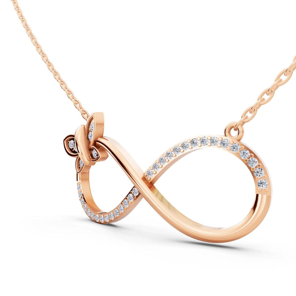 Rose Gold Infinity Butterfly Lab Grown Diamond Pendant, view 5