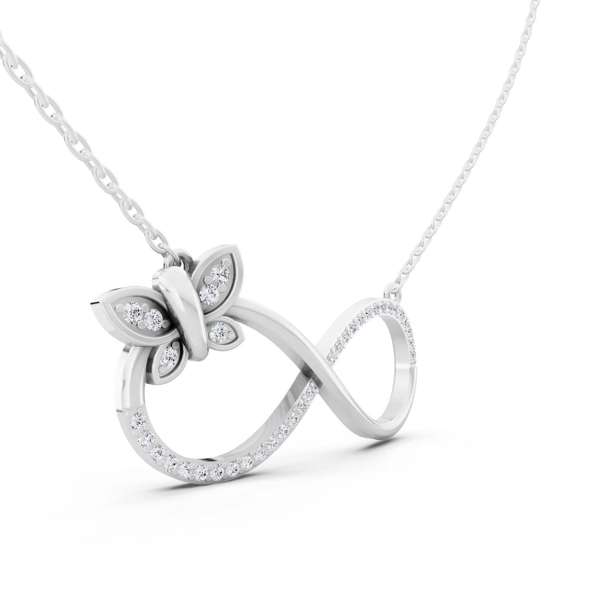 Infinity Butterfly Lab Grown Diamond Pendant, view 4