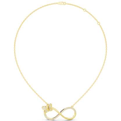 Yellow Gold Infinity Butterfly Lab Grown Diamond Pendant, view 6