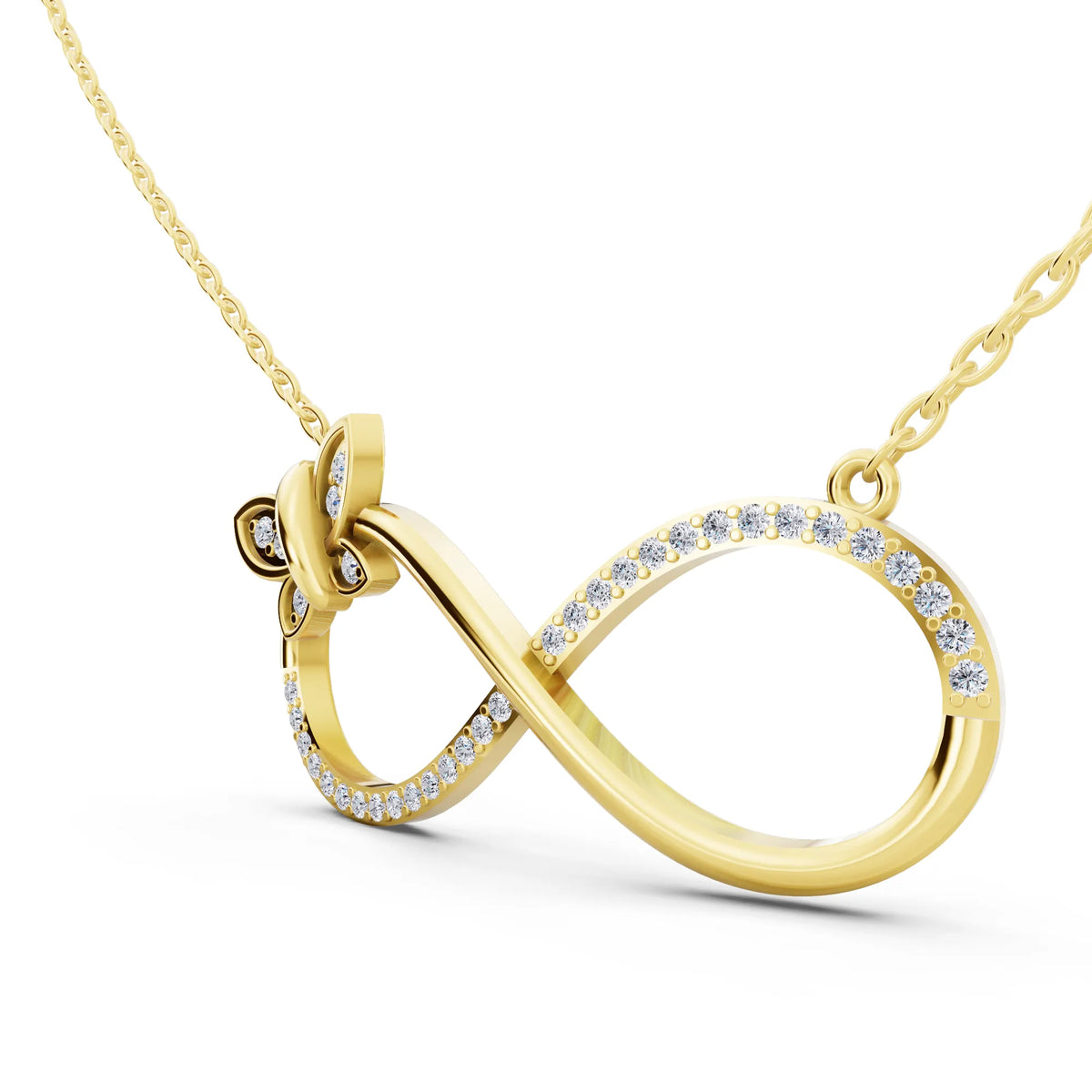 Yellow Gold Infinity Butterfly Lab Grown Diamond Pendant, view 5