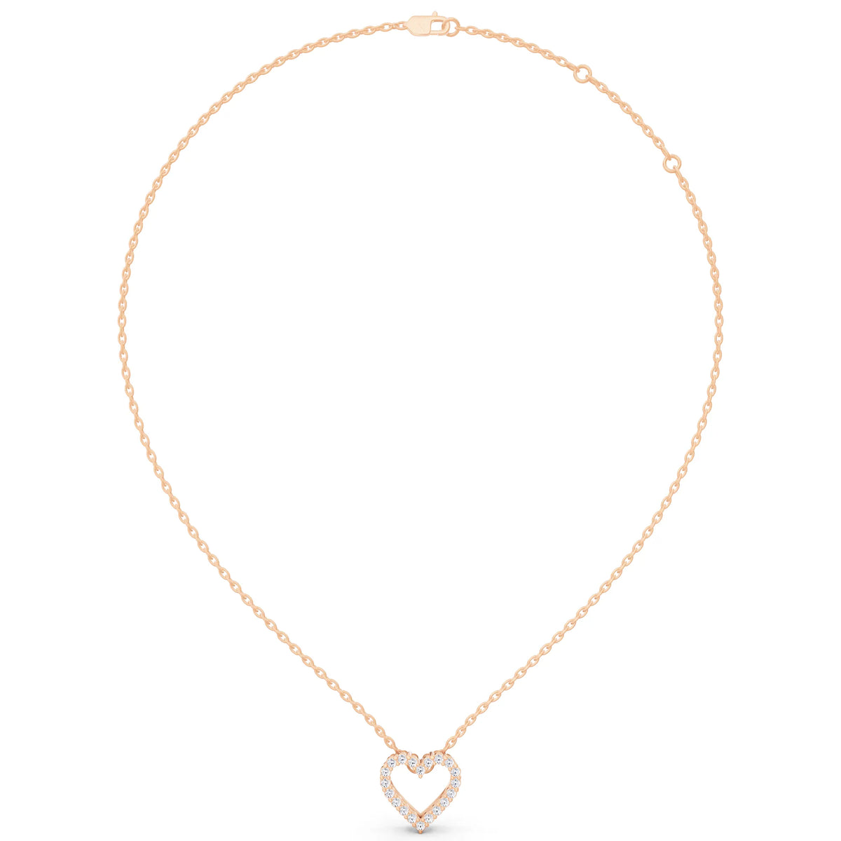 Rose Gold Open Heart Lab Grown Diamond Pendant, view 6