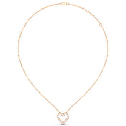 Rose Gold Open Heart Lab Grown Diamond Pendant, view 6
