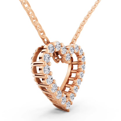 Rose Gold Open Heart Lab Grown Diamond Pendant, view 4