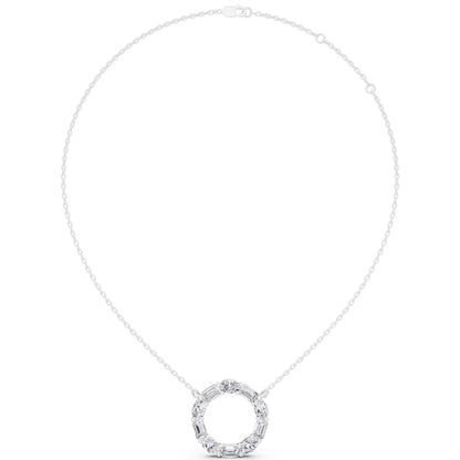 Oval Emerald Open Circle Lab Grown Diamond Pendant, view 6