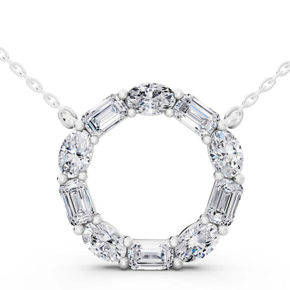 Oval Emerald Open Circle Lab Grown Diamond Pendant