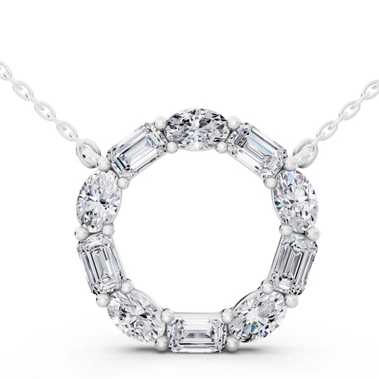 Oval Emerald Open Circle Lab Grown Diamond Pendant