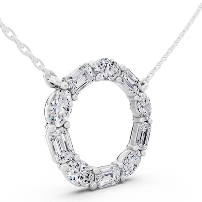 Oval Emerald Open Circle Lab Grown Diamond Pendant, view 4